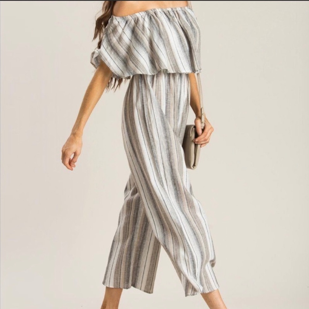 Morning Lavender Stripe Cropped Jumpsuit